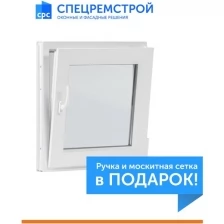 Окно ПВХ 60х60 см, 1-камерный стеклопакет, поворотно-откидное, правая створка (ручка+м/с)